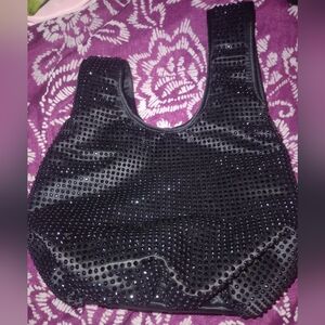 J. Crew Black Santorini Satin Crystal Studded Bag